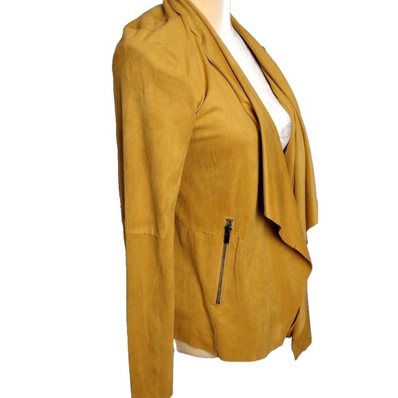 Bagatelle Collection Faux Suade Cardigan Mustard Yellow Moto Jacket Blazer  1X - Picture 8 of 8